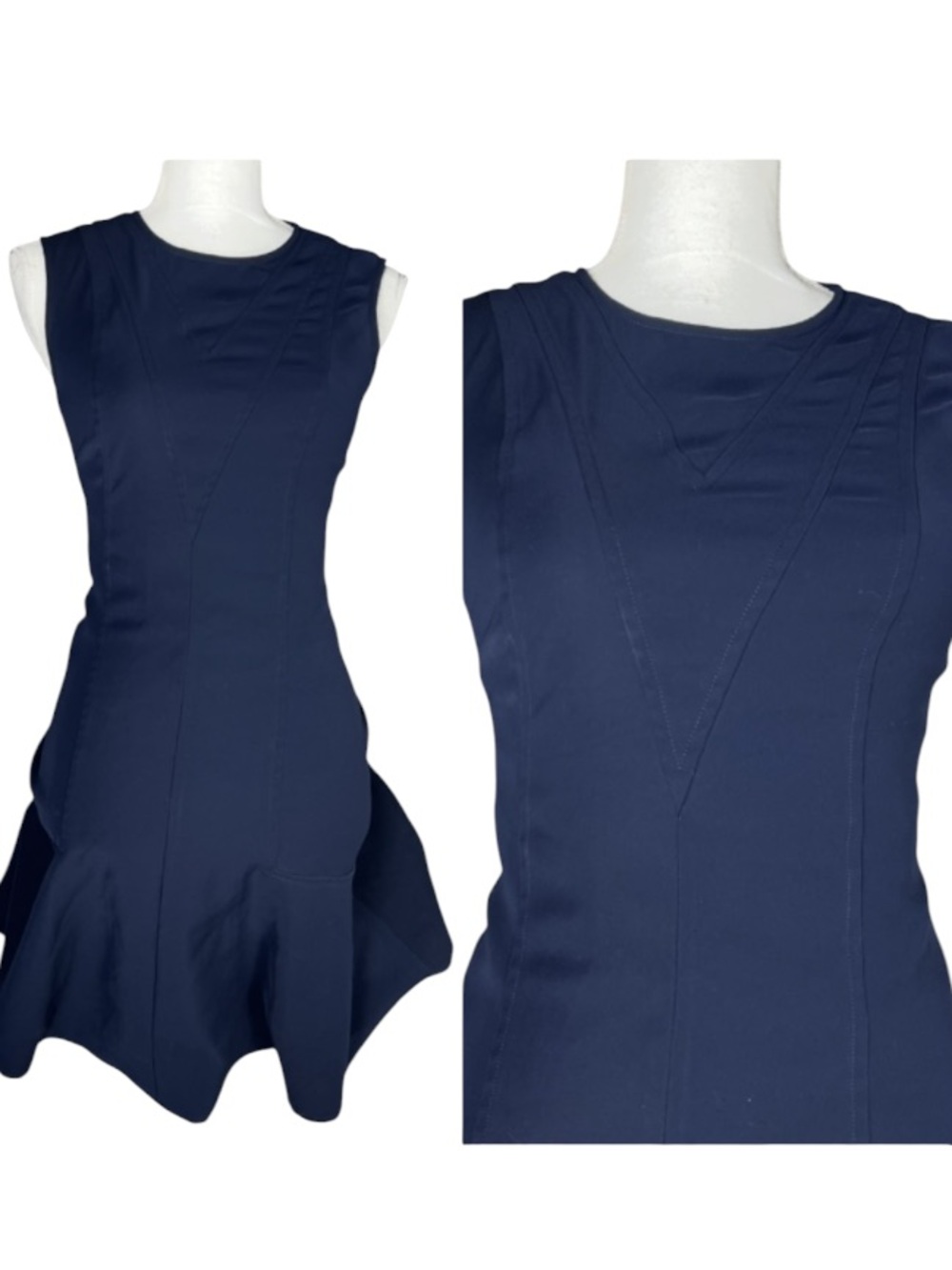 Louis Vuitton Dress Womens Small Uniformes Navy Sleeveless Classy Sleek Mini